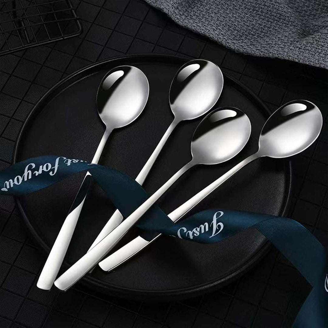 Large Soup Spoon Stainless Steel Dishwasher Safe Dinner Big Teaspoons with Round Edge 8 inches Tablespoons (4) - Just Closeouts Canada Inc.