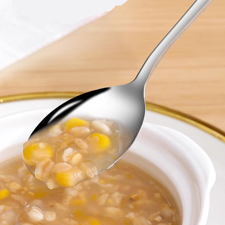 Large Soup Spoon Stainless Steel Dishwasher Safe Dinner Big Teaspoons with Round Edge 8 inches Tablespoons (8) - Just Closeouts Canada Inc.