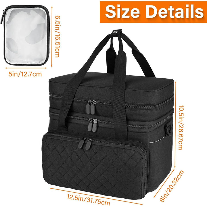 Large Travel Sewing Case Box, Double Layer Sewing Organizer Bag with Shoulder Strap & 2 Detachable Pouches, Portable Sewing Accessories Storage, Black - Just Closeouts Canada Inc.X004LK9HH3