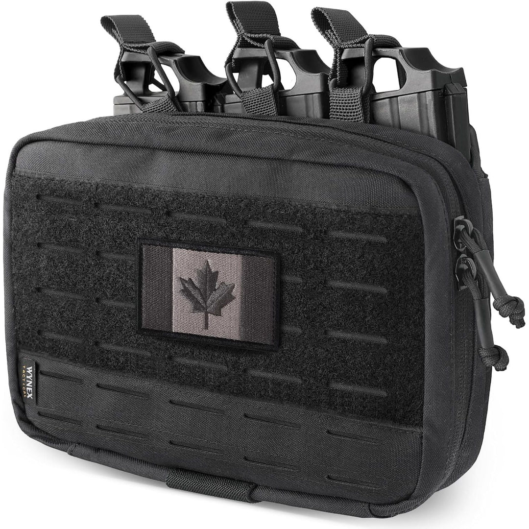 Laser-Cut MOLLE Admin Pouch with Triple Rear Magazine Storage – Black - Just Closeouts Canada Inc.