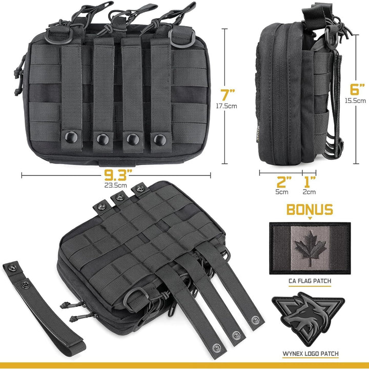 Laser-Cut MOLLE Admin Pouch with Triple Rear Magazine Storage – Black - Just Closeouts Canada Inc.