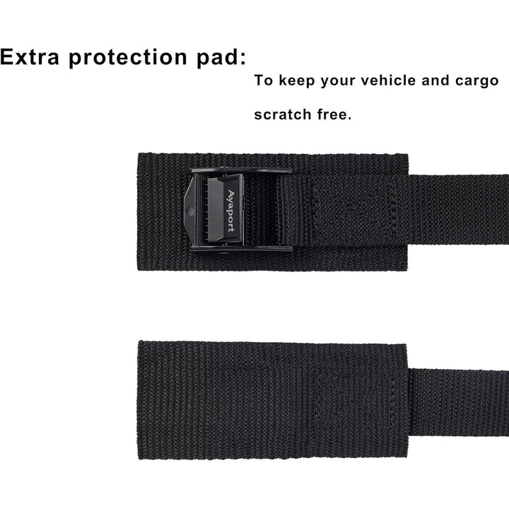 Lashing Straps Car Roof Rack Straps Cam Buckle Tie Down Strap for Kayak, SUP, Canoe, Surfboard Packing Black 4 Pack, 1in x 12ft - Just Closeouts Canada Inc.
