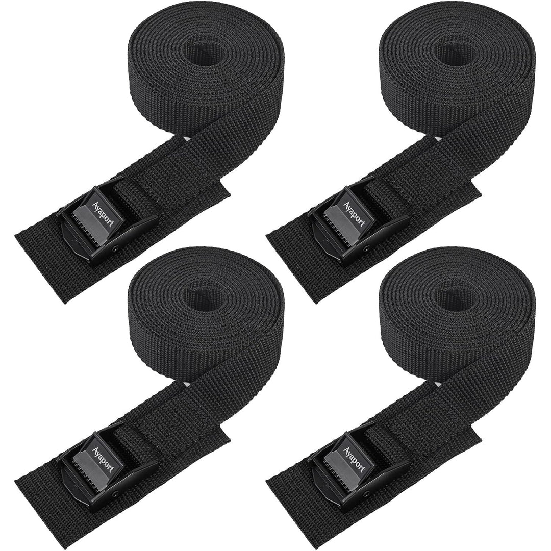 Lashing Straps Car Roof Rack Straps Cam Buckle Tie Down Strap for Kayak, SUP, Canoe, Surfboard Packing Black 4 Pack, 1in x 12ft - Just Closeouts Canada Inc.