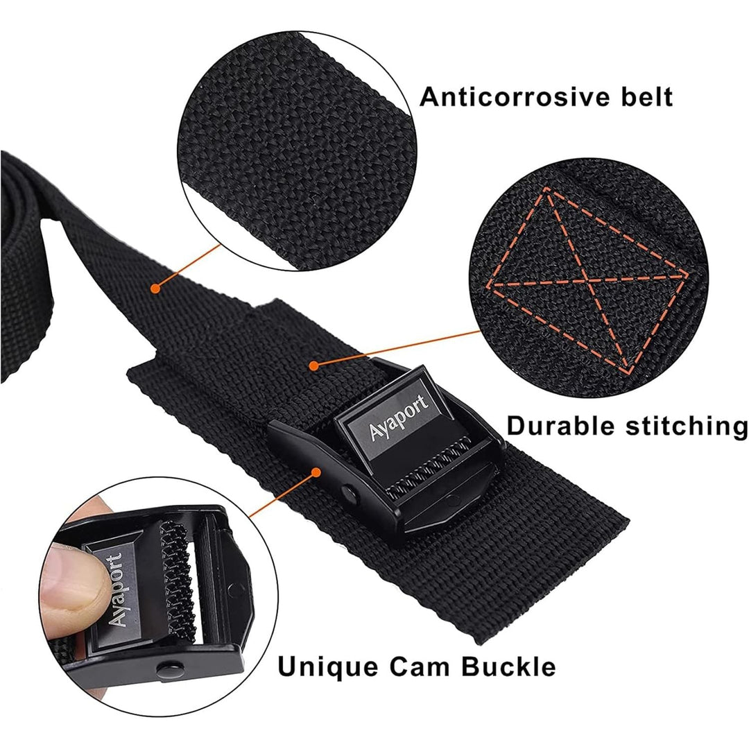 Lashing Straps with Buckles Adjustable Cam Buckle Tie Down Cinch Strap for Packing Black 4 Pack, 1in x 16ft - Just Closeouts Canada Inc.