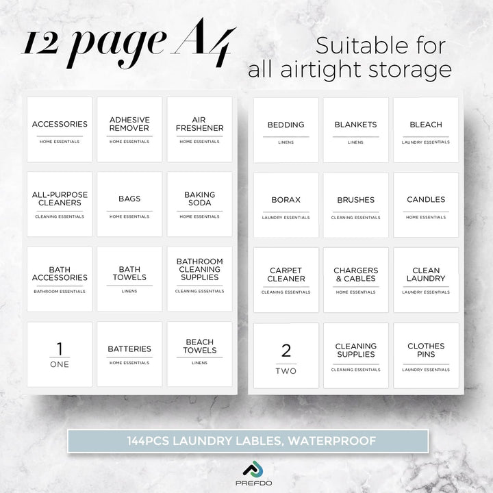 Laundry & Home Organisation Labels – White, 144 Pieces - Just Closeouts Canada Inc.