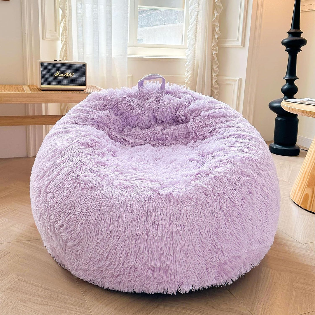 Lavender 300L Plush Faux Fur Bean Bag Cover, 38 × 38 × 40 in (No Filler) - Just Closeouts Canada Inc.X0049A5MZB