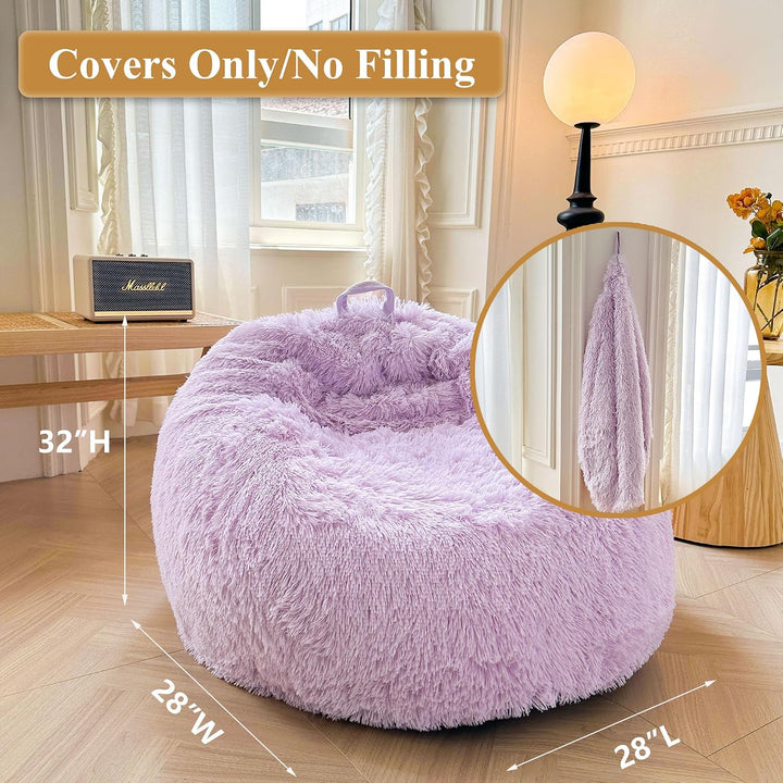 Lavender Kids' Plush Faux Fur Bean Bag Cover, 28 × 28 × 32 in (No Filler) - Just Closeouts Canada Inc.X004LDN2V7