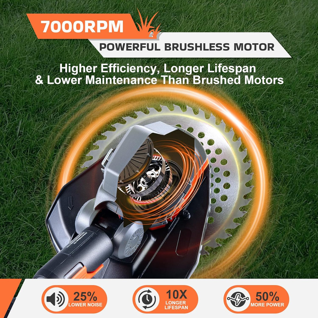 Lawn Edger, 7.9 - in Blade Battery Powered Cordless Edger, 2x21V 4.0Ah Batteries & Charger, Adjustable Angle & Handle, Digital Display & Safety Lock - Ideal for Lawns, Sidewalk, Garden Edging (ORANGE) - Just Closeouts Canada Inc.