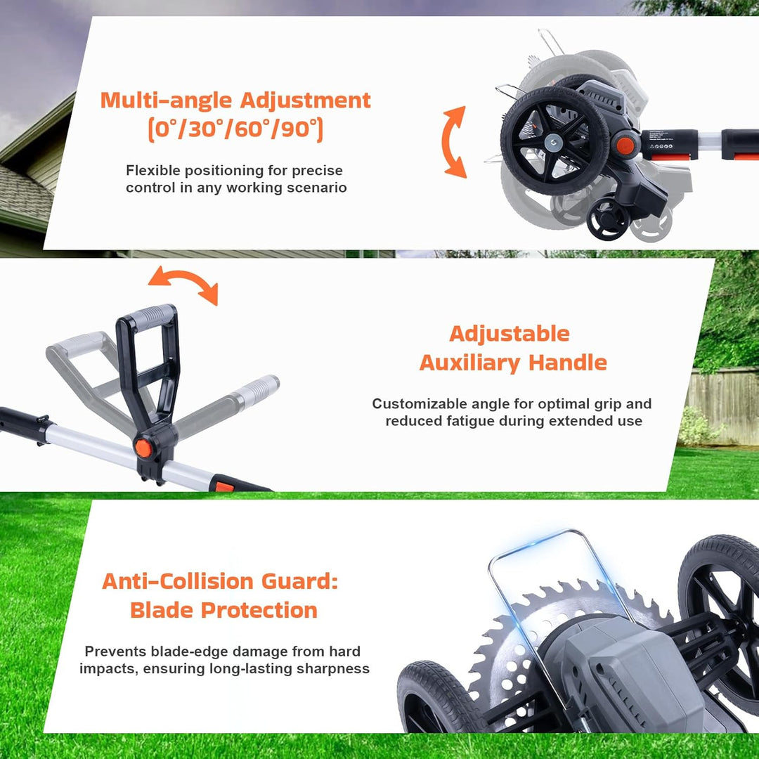 Lawn Edger, 7.9 - in Blade Battery Powered Cordless Edger, 2x21V 4.0Ah Batteries & Charger, Adjustable Angle & Handle, Digital Display & Safety Lock - Ideal for Lawns, Sidewalk, Garden Edging (ORANGE) - Just Closeouts Canada Inc.