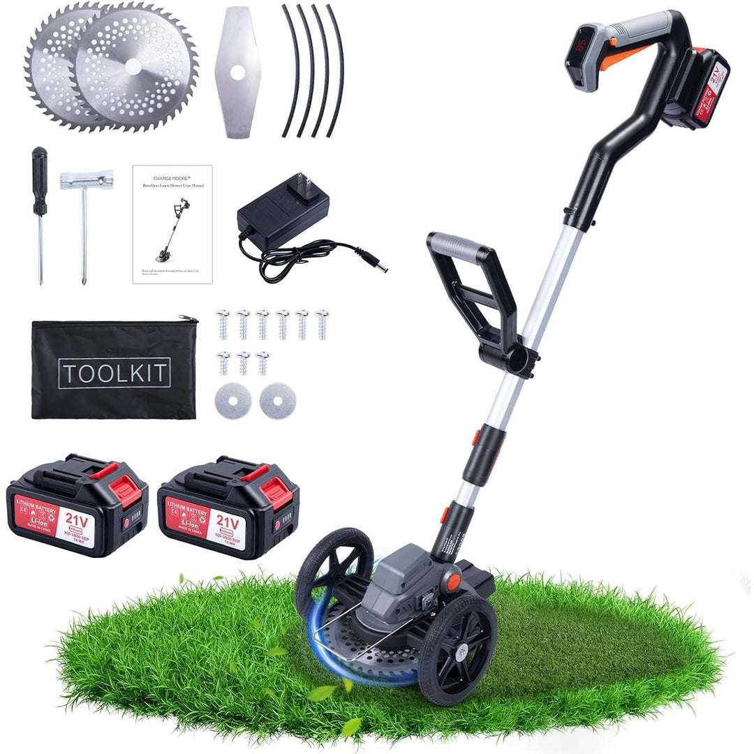Lawn Edger, 7.9 - in Blade Battery Powered Cordless Edger, 2x21V 4.0Ah Batteries & Charger, Adjustable Angle & Handle, Digital Display & Safety Lock - Ideal for Lawns, Sidewalk, Garden Edging (ORANGE) - Just Closeouts Canada Inc.