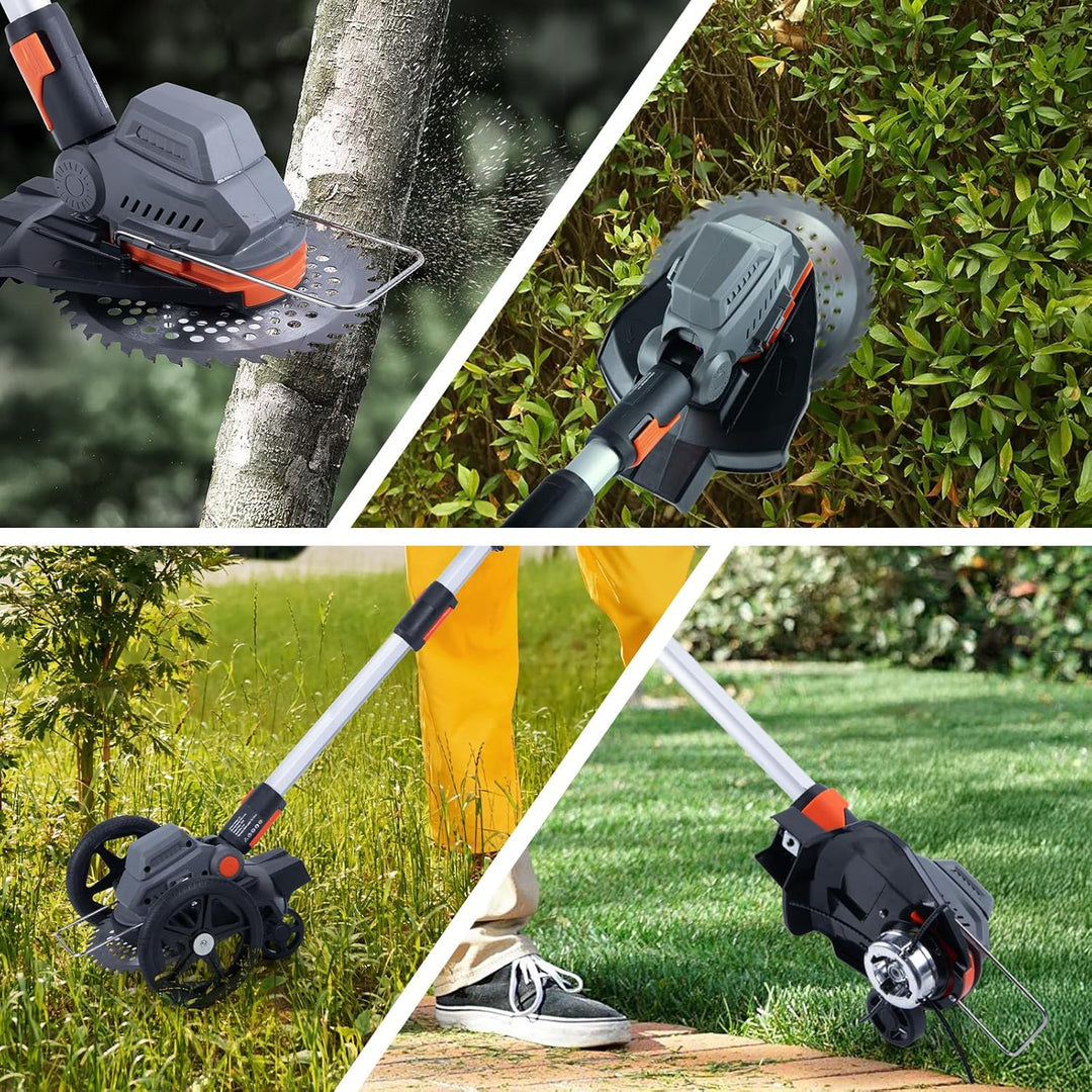 Lawn Edger, 7.9 - in Blade Battery Powered Cordless Edger, 2x21V 4.0Ah Batteries & Charger, Adjustable Angle & Handle, Digital Display & Safety Lock - Ideal for Lawns, Sidewalk, Garden Edging (ORANGE) - Just Closeouts Canada Inc.