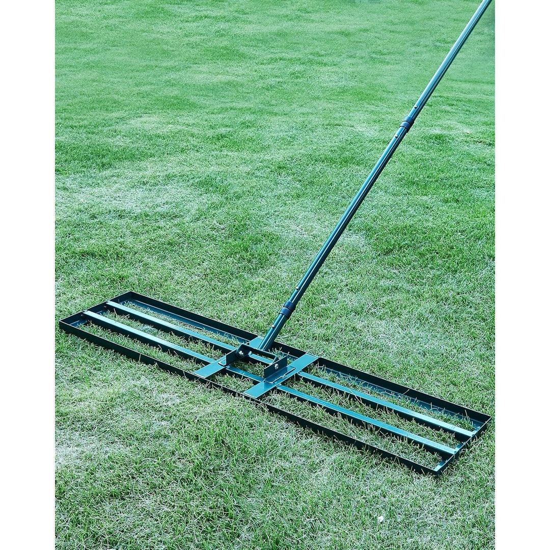 Lawn Leveling Rake,Stainless Steel Lawn Leveler with 45”x10” Ground Plate, 78” Adjustable Long Handle, Heavy Duty Large Level Lawn Tool for Grass, Golf Field, Level Soil or Dirt Ground Surfaces - Green - Just Closeouts Canada Inc.