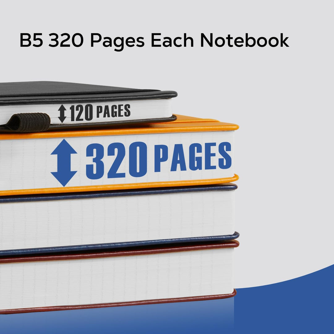 Leather Lined Notebook Journal, 320 Pages Hardcover Notebook Journals for Writing Women & Men, B5 (7.1'' X 10'') College Ruled Notebook with 100GSM Thick Paper for School Work Organization, Dark Blue - Just Closeouts Canada Inc.