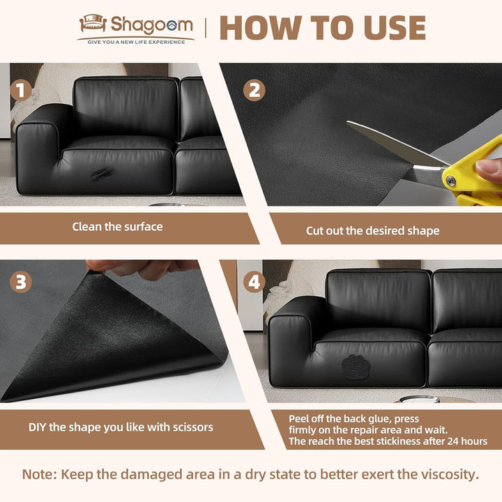 Leather Repair Kit, 17X158 inch Self Adhesive Leather Patch Waterproof, DIY Large Vinyl Patches for Couches, Furniture, Kitchen Cabinets, Wall （Coffee, 17X158 inch） - Just Closeouts Canada Inc.