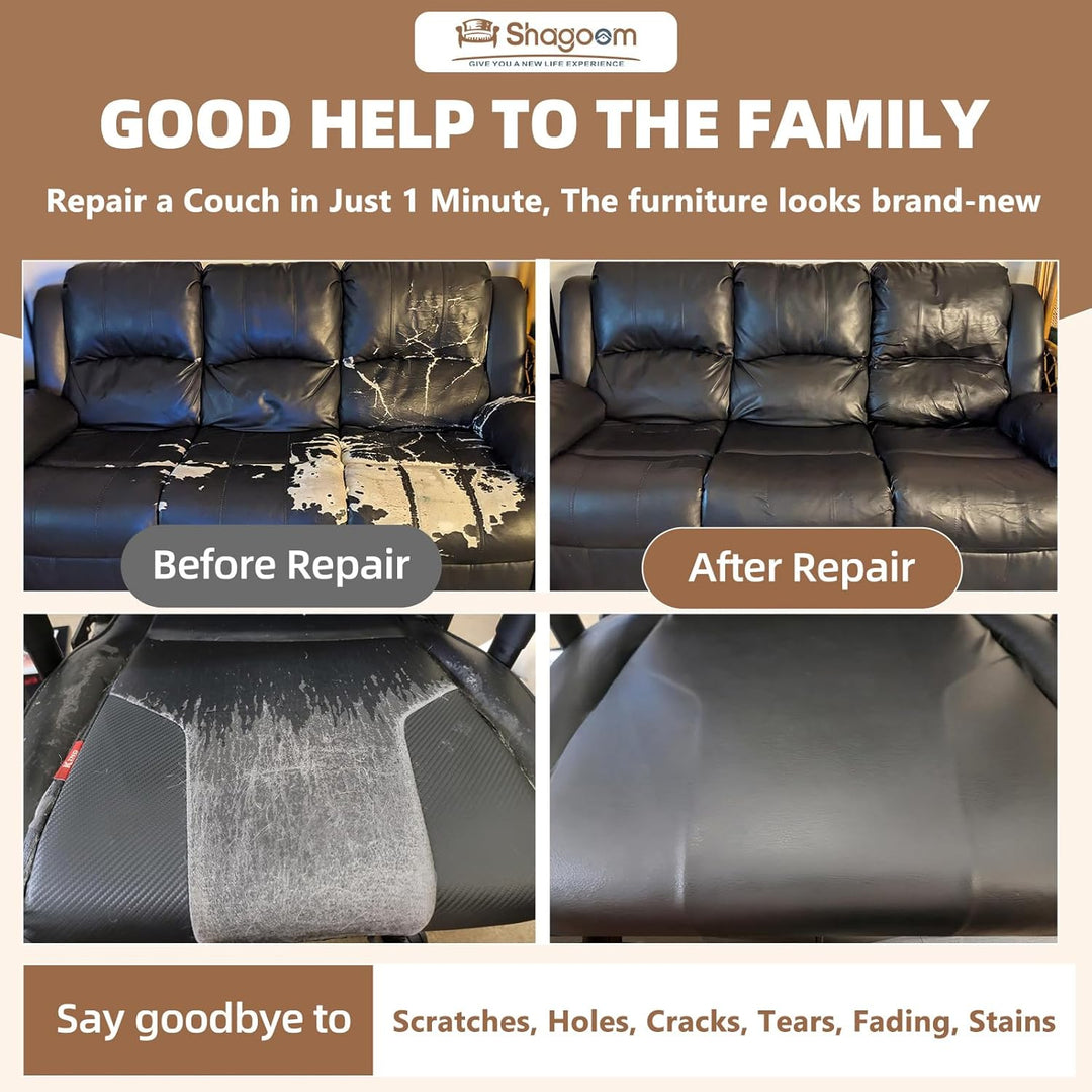 Leather Repair Kit, 17X158 inch Self Adhesive Leather Patch Waterproof, DIY Large Vinyl Patches for Couches, Furniture, Kitchen Cabinets, Wall （Coffee, 17X158 inch） - Just Closeouts Canada Inc.