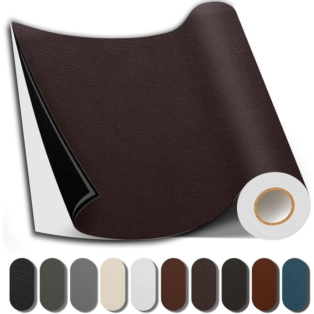 Leather Repair Kit, 17X158 inch Self Adhesive Leather Patch Waterproof, DIY Large Vinyl Patches for Couches, Furniture, Kitchen Cabinets, Wall ?Dark Brown, 17X158 inch - Just Closeouts Canada Inc.