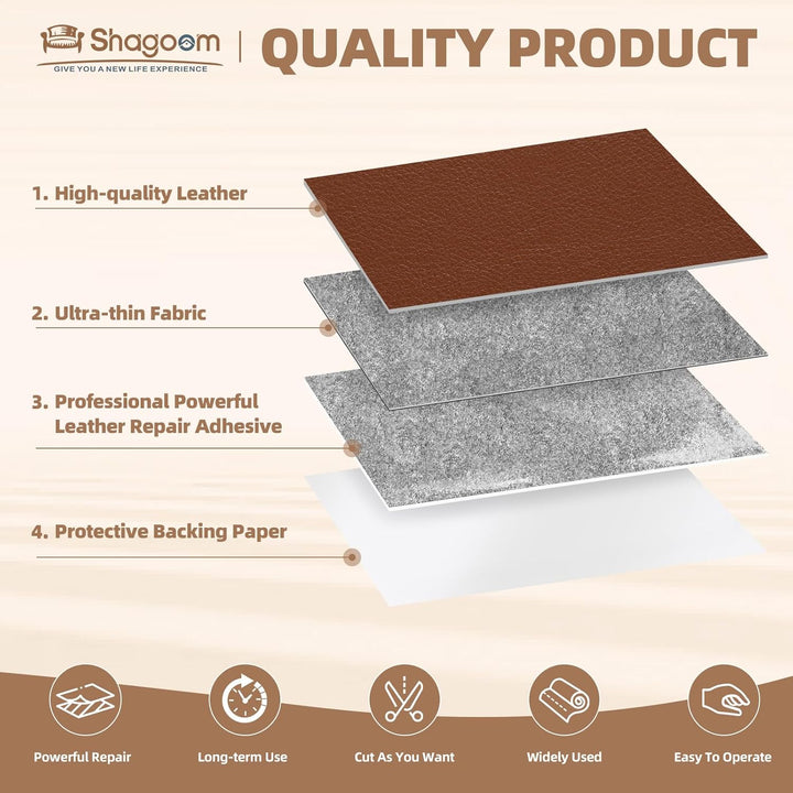 Leather Repair Kit, 17X79 inch Self Adhesive Leather Patch Waterproof, DIY Large Vinyl Patches for Couches, Furniture, Kitchen Cabinets, Wall （Coffee, 17X79 inch） - Just Closeouts Canada Inc.