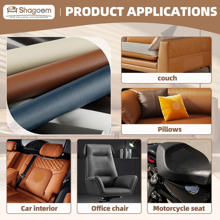 Leather Repair Kit, 17X79 inch Self Adhesive Leather Patch Waterproof, DIY Large Vinyl Patches for Couches, Furniture, Kitchen Cabinets, Wall （Coffee, 17X79 inch） - Just Closeouts Canada Inc.