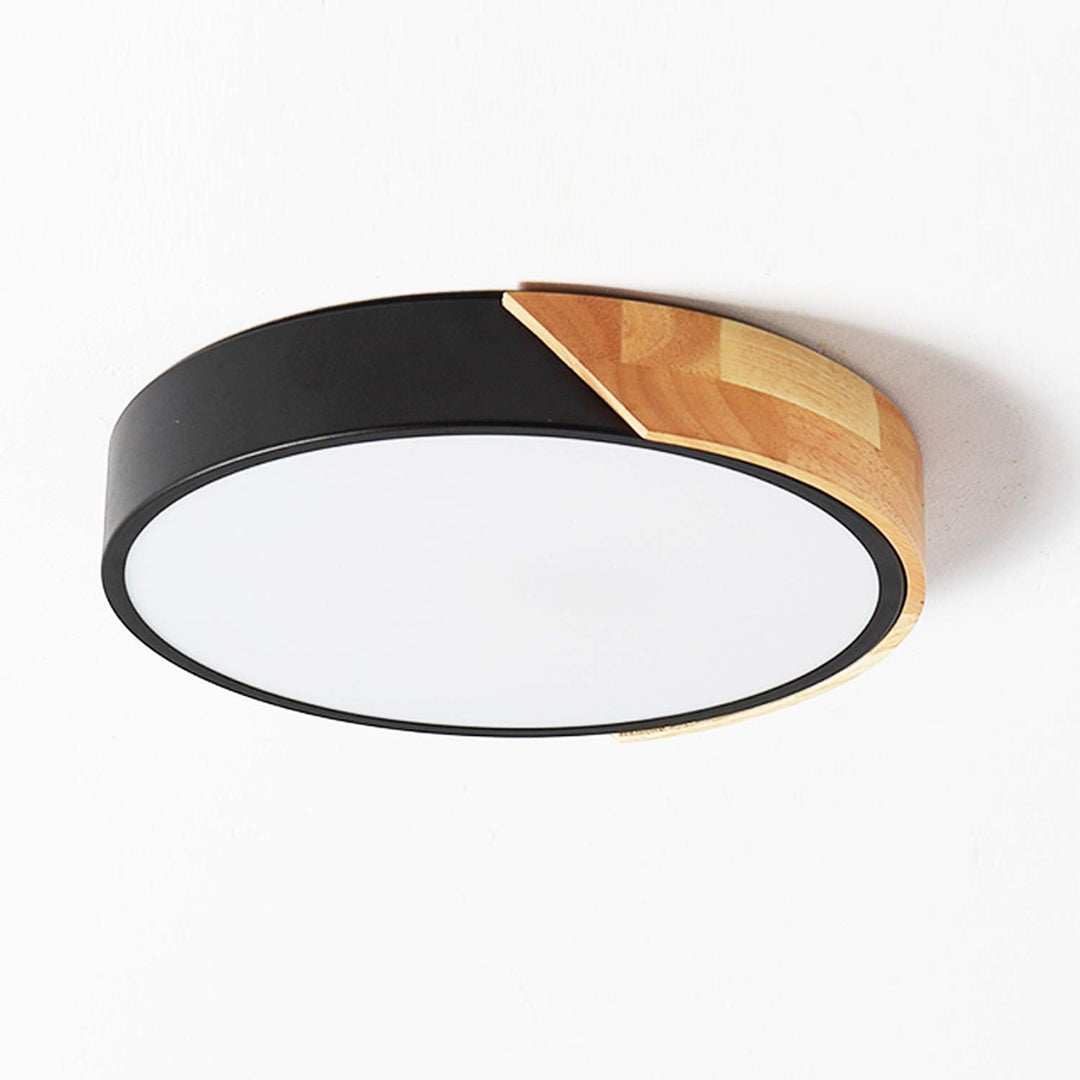 LED Ceiling Lights,LuFun 12 Inch Black Modern Flush Mount Lighting Fixture,Round Shaped Wood Ceiling Lighting,30W,6500K Cool White - Just Closeouts Canada Inc.