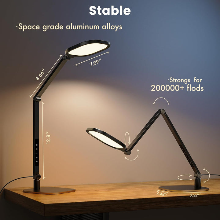 LED Desk Lamp for Home Office, 15W Computer Zoom Lighting with Swing Arm, Memory & Timer Function, Dimmable Desktop Ring Light for Video Calls, Conference, Reading, Streaming, Podcasting, Black - Just Closeouts Canada Inc.