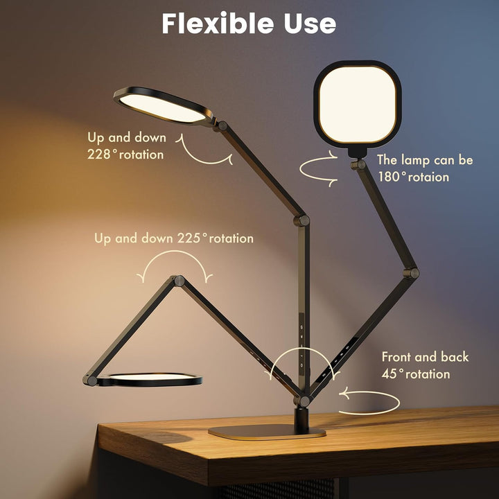 LED Desk Lamp for Home Office, 15W Computer Zoom Lighting with Swing Arm, Memory & Timer Function, Dimmable Desktop Ring Light for Video Calls, Conference, Reading, Streaming, Podcasting, Black - Just Closeouts Canada Inc.