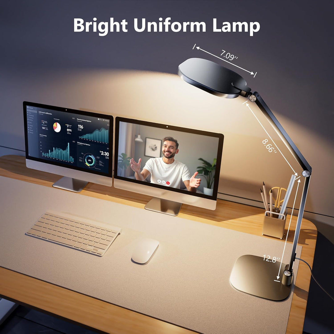LED Desk Lamp for Home Office, 15W Computer Zoom Lighting with Swing A ...