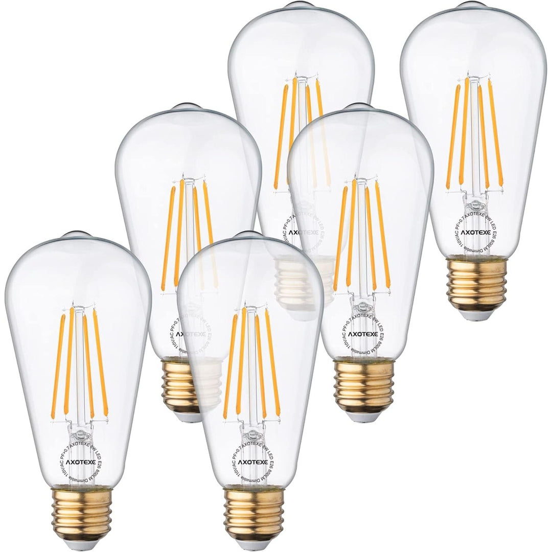 LED Edison Bulbs 60 Watt Dimmable E26 Vintage Light Bulbs ST64/ST21, 2700K Warm White, 8W 800LM Antique LED Filament Bulbs, UL Listed, 6 - Pack - Just Closeouts Canada Inc.X003JMZGVZ