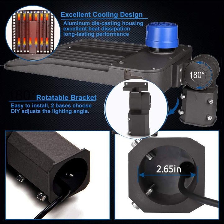 LED Parking Lot Lights 200W - 26000 Lm Outdoor Lights with Photocell Pole Mount LED Flood Light 5000K 600W Equivalent Commercial Street Area Light for Stadium, Parking Lot, Roadways ETL Listed - Just Closeouts Canada Inc.