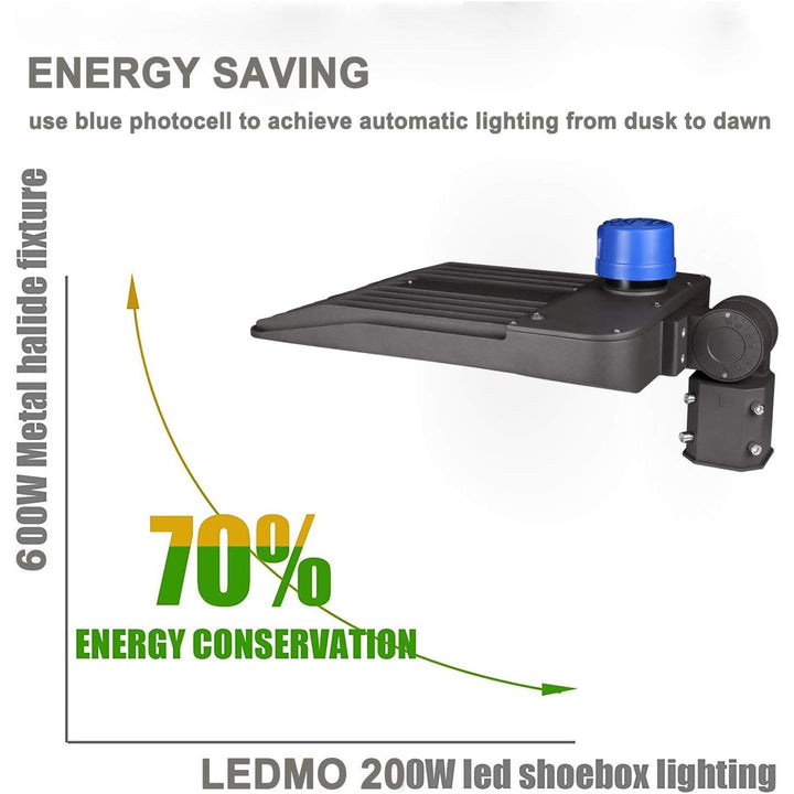 LED Parking Lot Lights 200W - 26000 Lm Outdoor Lights with Photocell Pole Mount LED Flood Light 5000K 600W Equivalent Commercial Street Area Light for Stadium, Parking Lot, Roadways ETL Listed - Just Closeouts Canada Inc.