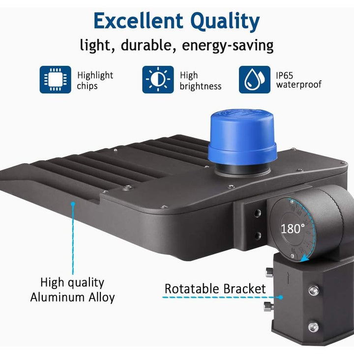 LED Parking Lot Lights 200W - 26000 Lm Outdoor Lights with Photocell Pole Mount LED Flood Light 5000K 600W Equivalent Commercial Street Area Light for Stadium, Parking Lot, Roadways ETL Listed - Just Closeouts Canada Inc.