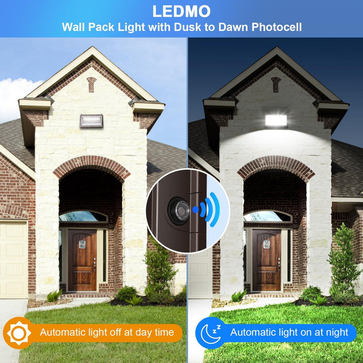 LEDMO 150W LED Wall Pack with Photocell Dusk to Dawn 5000K Waterproof Commercial Outdoor Light Fixture 21000lm 100 - 277V Equivalent,Energy Save Flood Lights for Building,Yard,Warehouse,Garage - Just Closeouts Canada Inc.