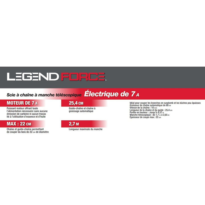 Legend Force 10 - inch 7 Amp Corded Electric Telescoping Pole Chain Saw - Just Closeouts Canada Inc.