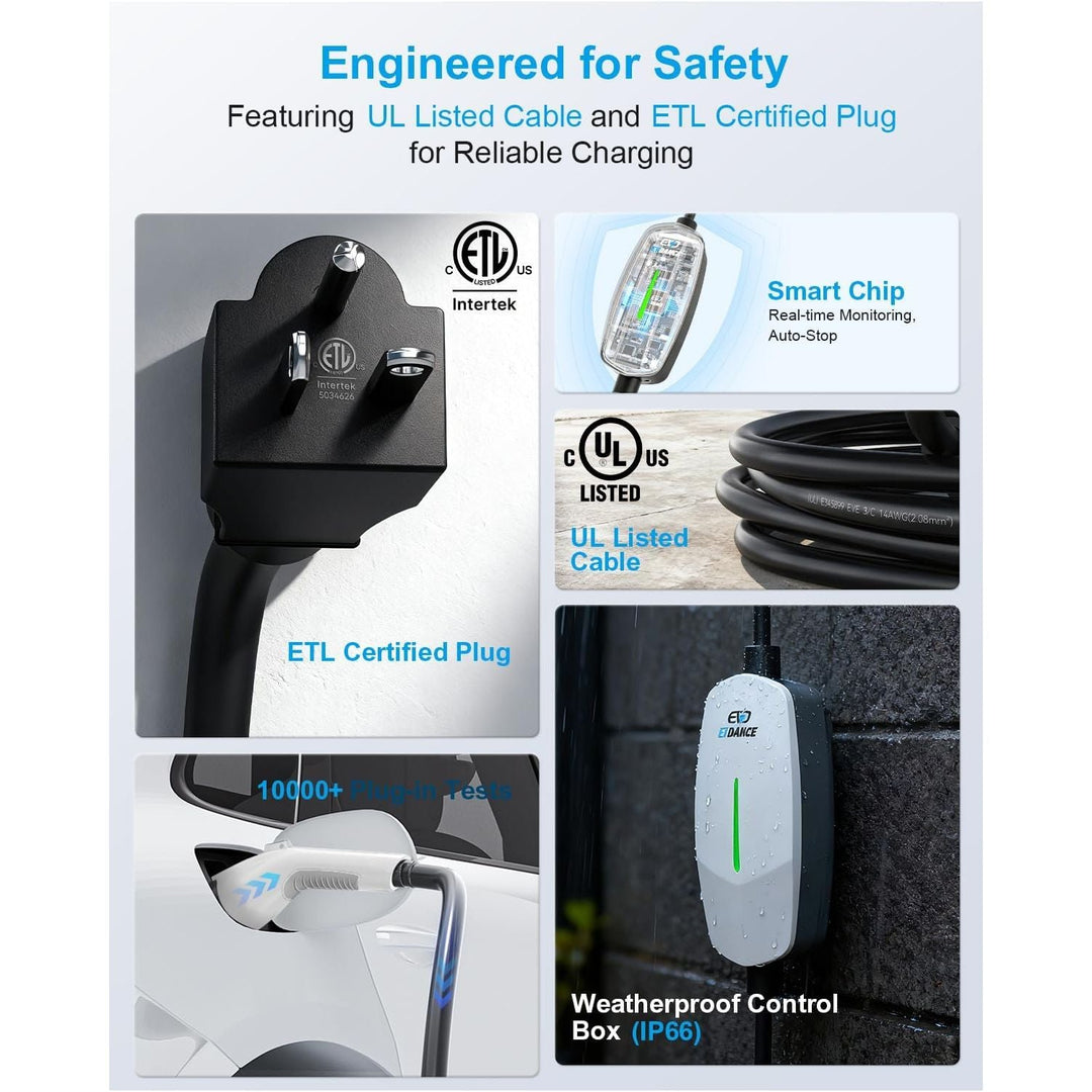 Level 1 EV Charger - J1772 Electric Car Charger with 25FT Cable, 16A 240V/12A 110V Portable EV Charger for Home, NEMA 6-20 & NEMA 5-15 Plug-in Hybrid Car Charger, IP66 Waterproof - Just Closeouts Canada Inc.X004FJF7AL