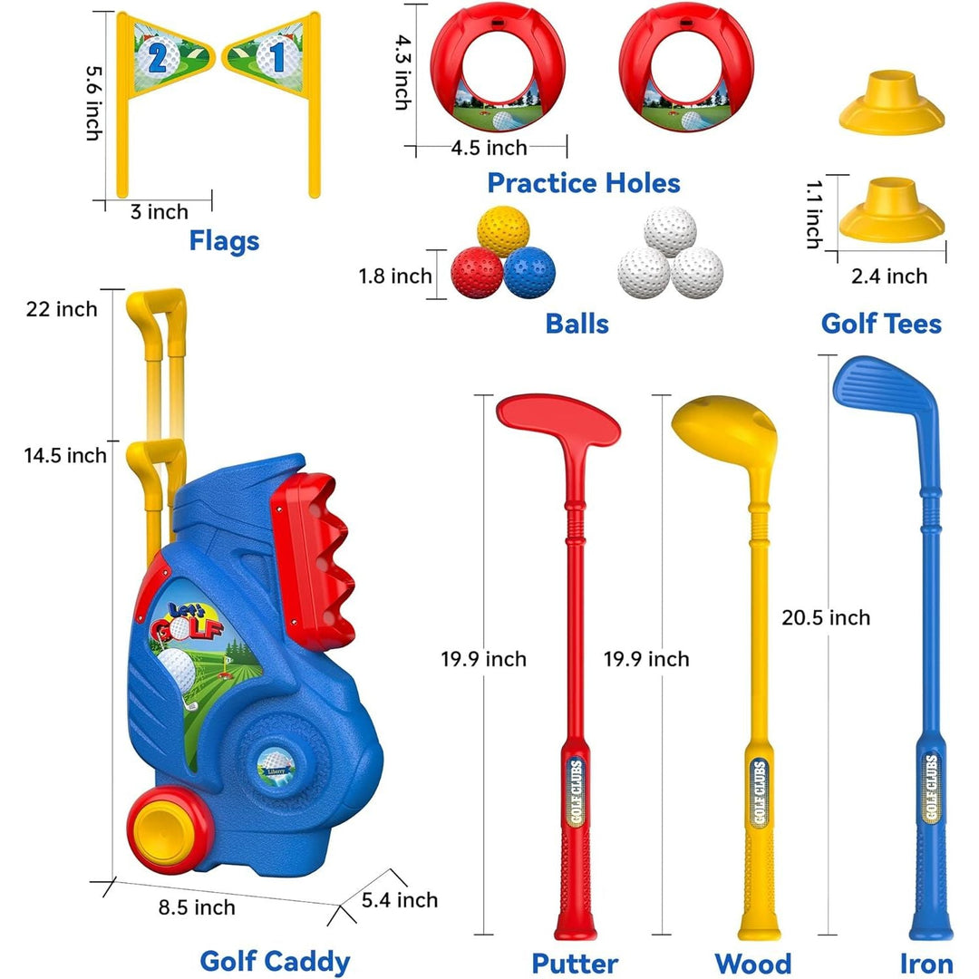 Liberry Toddler Golf Set, Upgraded Kids Golf Cart with Unique Shoulder Strap Design, Indoor Outdoor Golf Toys for Boys Girls Aged 2 - 5 Years Old, Blue - Just Closeouts Canada Inc.