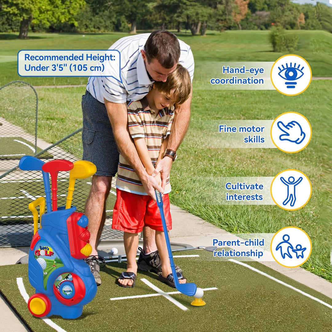 Liberry Toddler Golf Set, Upgraded Kids Golf Cart with Unique Shoulder Strap Design, Indoor Outdoor Golf Toys for Boys Girls Aged 2 - 5 Years Old, Blue - Just Closeouts Canada Inc.