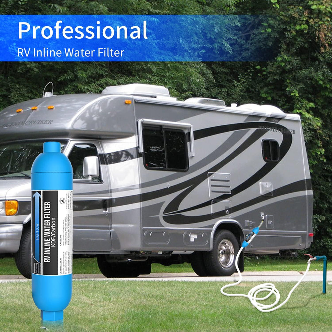 Lifefilter RV Inline Marine Water Filter, Reduces Chlorine, Bad Taste&Odor for RVs,NSF Certified with Flexible Hose Protector (Pack of 3) - Just Closeouts Canada Inc.