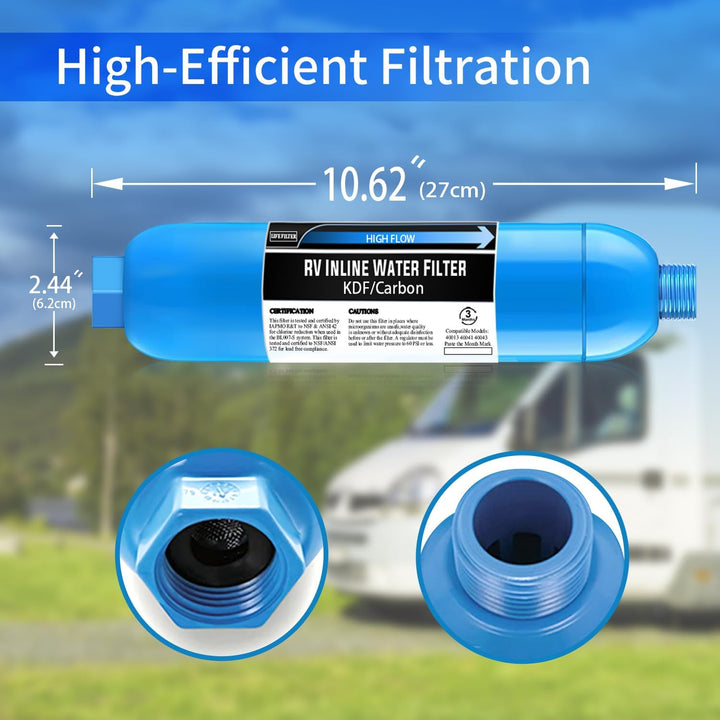 Lifefilter RV Inline Marine Water Filter, Reduces Chlorine, Bad Taste&Odor for RVs,NSF Certified with Flexible Hose Protector (Pack of 3) - Just Closeouts Canada Inc.