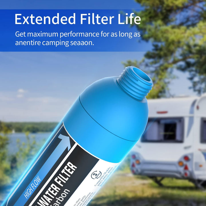 Lifefilter RV Inline Marine Water Filter, Reduces Chlorine, Bad Taste&Odor for RVs,NSF Certified with Flexible Hose Protector (Pack of 3) - Just Closeouts Canada Inc.