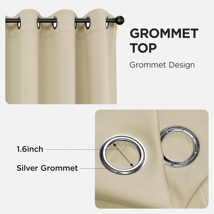 Light Beige Blackout Grommet Curtains, 2 Panels, 52 x 72 in - Just Closeouts Canada Inc.X0045A1P3X