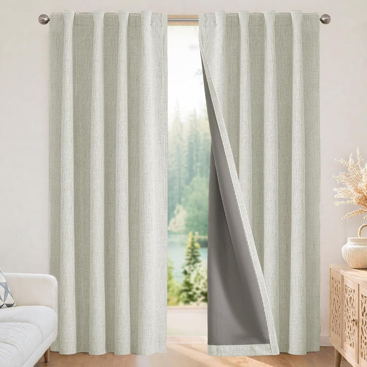 Light Beige Blackout Rod Pocket & Back Tab Curtains, 2 Panels, 52 x 84 in - Just Closeouts Canada Inc.X003Z08R67