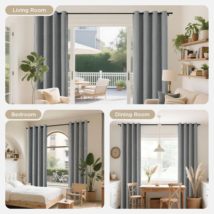 Light Grey Blackout Grommet Curtains, 2 Panels, 52 x 108 in - Just Closeouts Canada Inc.X003QH38V3