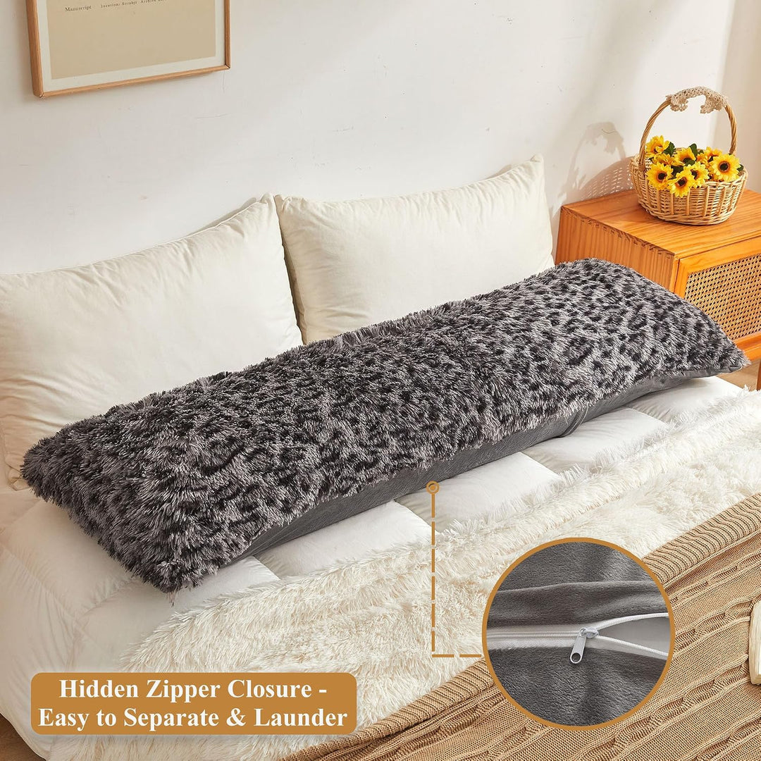 Light Grey Leopard-Print Faux Fur Body Pillow Cover, 20 × 54 in - Just Closeouts Canada Inc.X004EUUMVZ