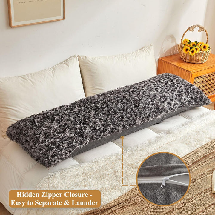 Light Grey Leopard-Print Faux Fur Body Pillow Cover, 20 × 54 in - Just Closeouts Canada Inc.X004EUUMVZ