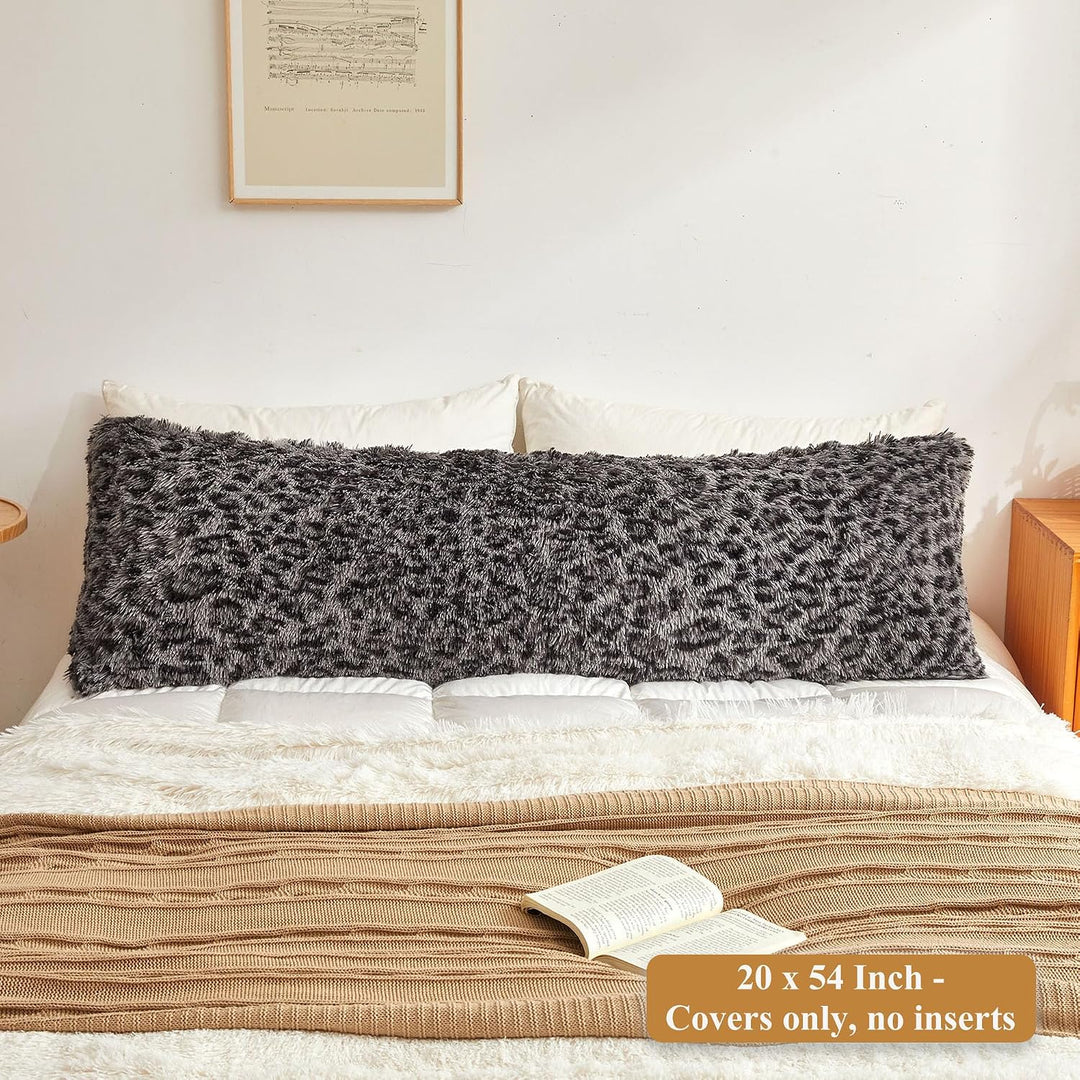 Light Grey Leopard-Print Faux Fur Body Pillow Cover, 20 × 54 in - Just Closeouts Canada Inc.X004EUUMVZ