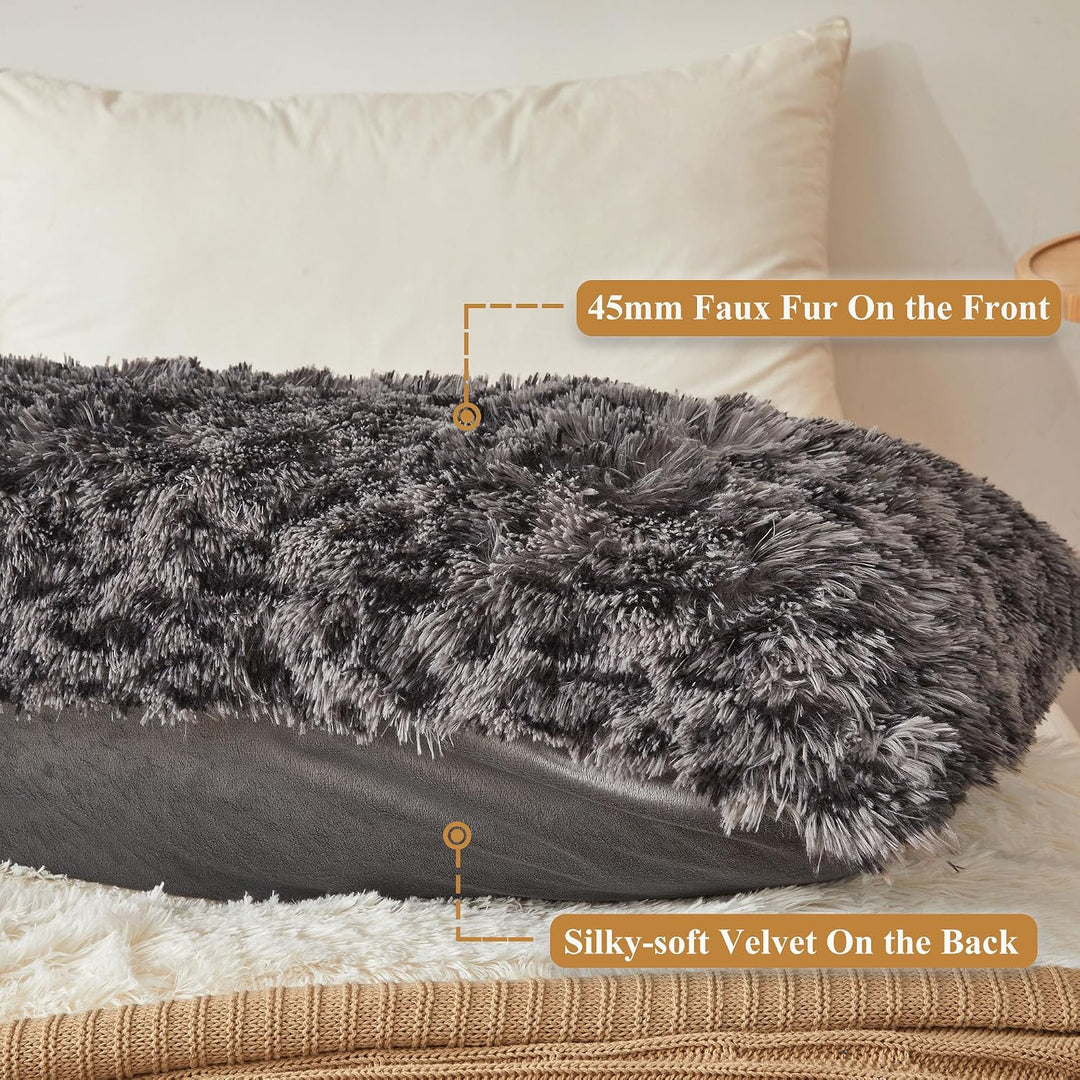 Light Grey Leopard-Print Faux Fur Body Pillow Cover, 20 × 54 in - Just Closeouts Canada Inc.X004EUUMVZ