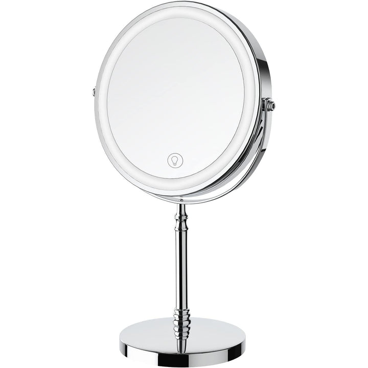 Lighted Makeup Mirror, 8" Rechargeable Double Sided Magnifying Mirror with 3 Colors, 1x/10x 360° Rotation Touch Screen Vanity Mirror, Brightness Adjustable Magnification Cosmetic Light up Mirror - Just Closeouts Canada Inc.