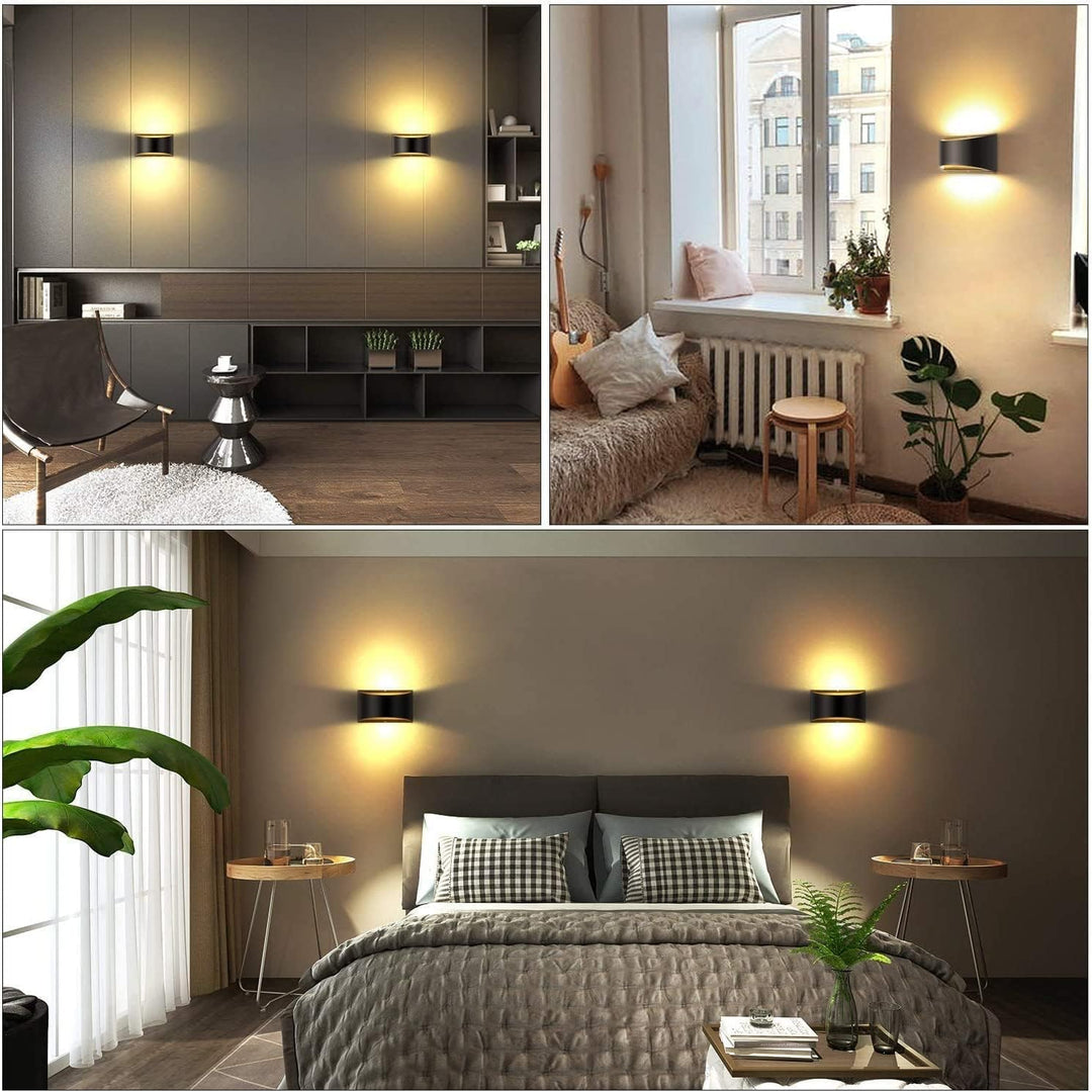 Lightess Dimmable LED Wall Sconce Modern Up Down Wall Lamp 12W Black Wall Mounted Light for Bedroom Hallway Living Room Stair, Warm White - Just Closeouts Canada Inc.
