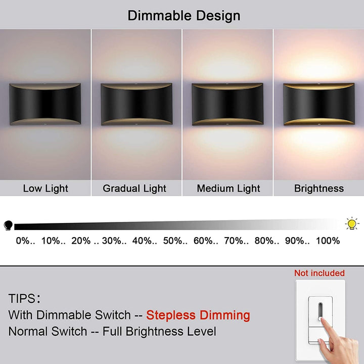 Lightess Dimmable LED Wall Sconce Modern Up Down Wall Lamp 12W Black Wall Mounted Light for Bedroom Hallway Living Room Stair, Warm White - Just Closeouts Canada Inc.
