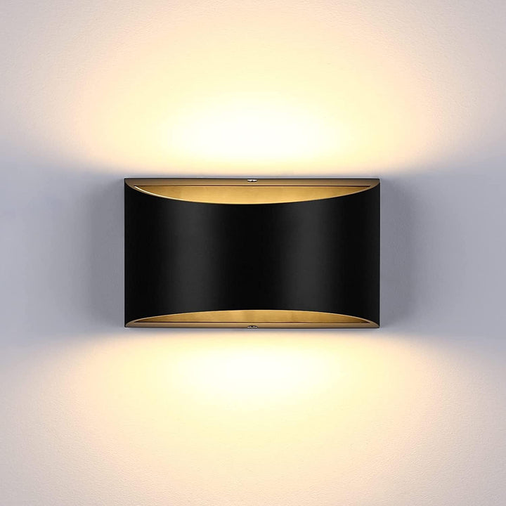 Lightess Dimmable LED Wall Sconce Modern Up Down Wall Lamp 12W Black Wall Mounted Light for Bedroom Hallway Living Room Stair, Warm White - Just Closeouts Canada Inc.