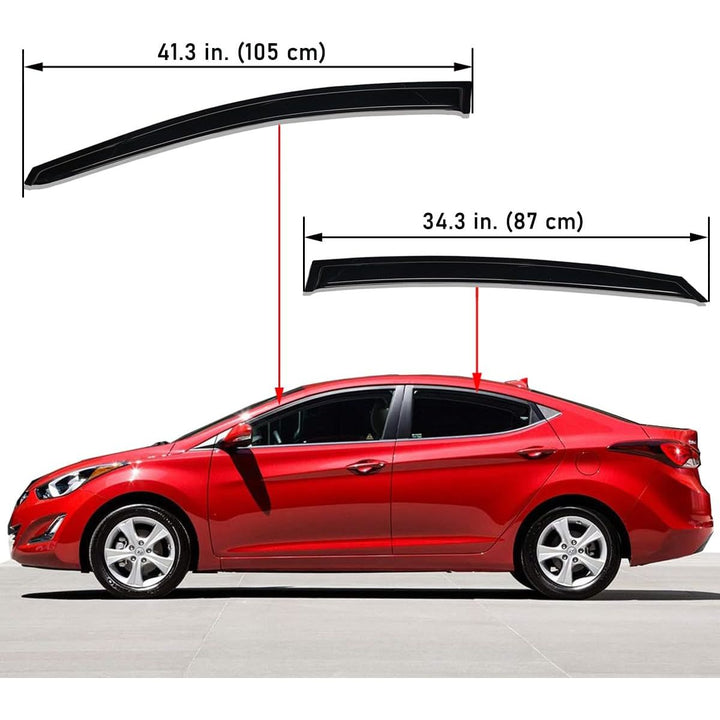 Lightronic WV94615 Outside - Mount Side Window Visor Deflector Rain Guard, Dark Smoke, 4 - Pieces Set, Fits 2011 - 2016 Hyundai Elantra Sedan (EXCLUDES Elantra GT) - Just Closeouts Canada Inc.